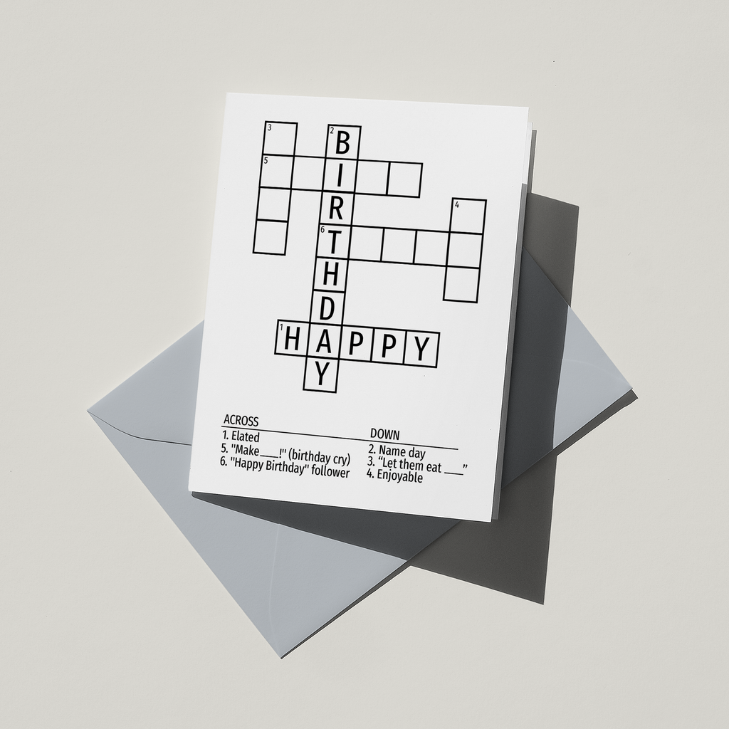 Happy Birthday Crossword Puzzle Greeting Card