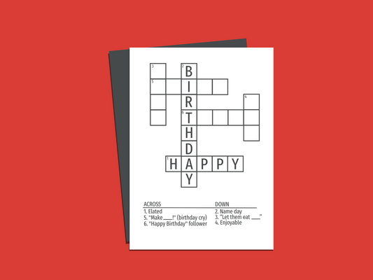 Happy Birthday Crossword Puzzle Greeting Card