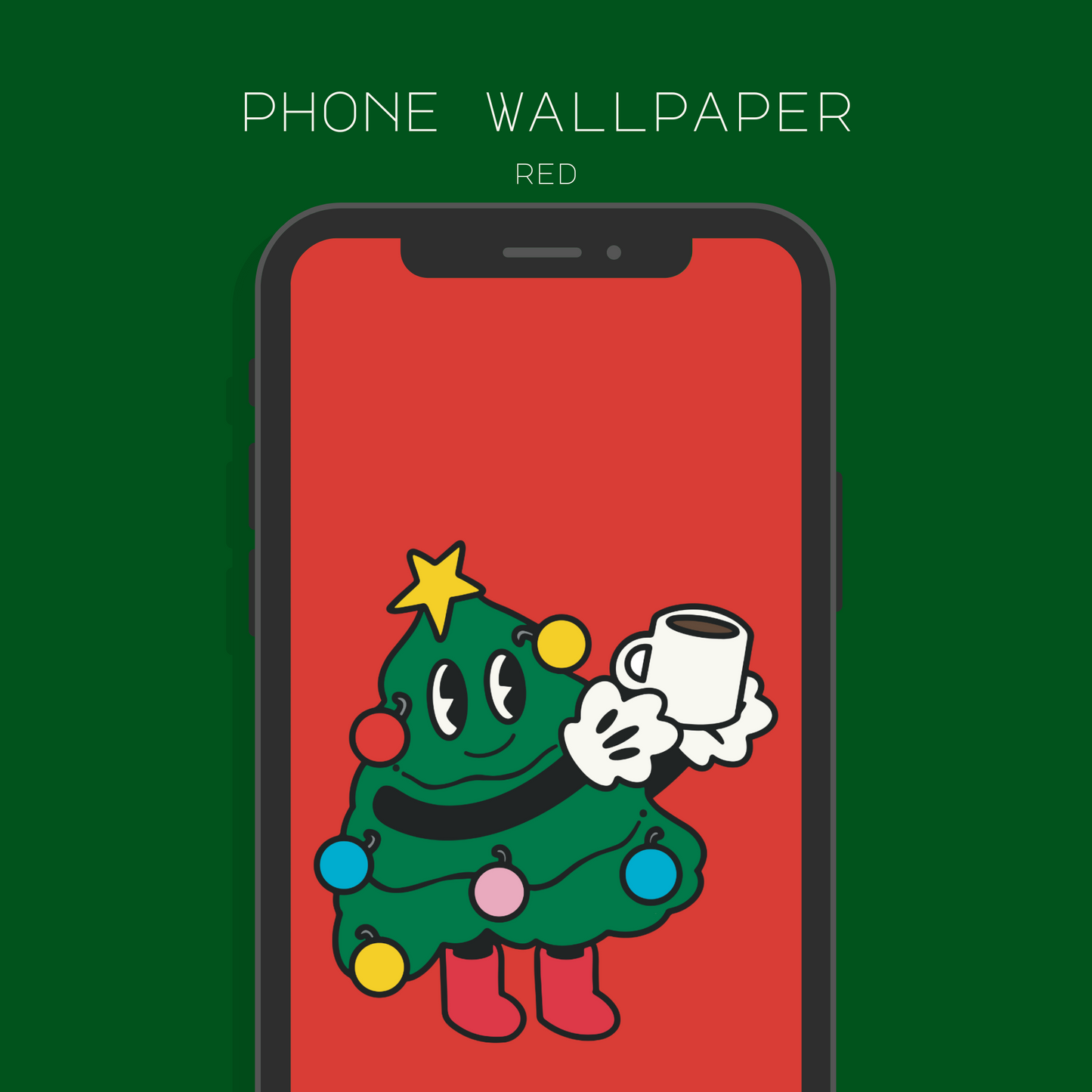 Retro Christmas Tree Phone Wallpaper