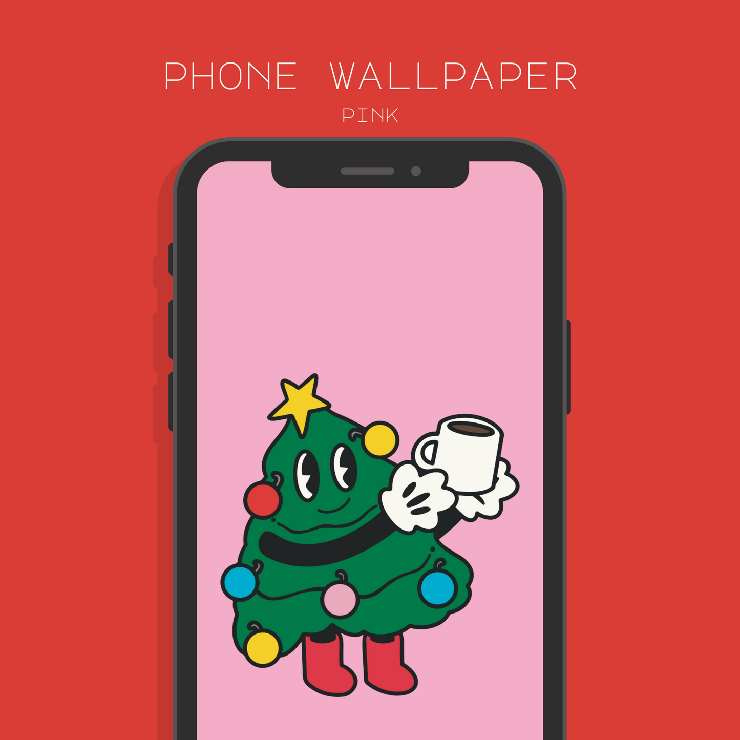 Retro Christmas Tree Phone Wallpaper