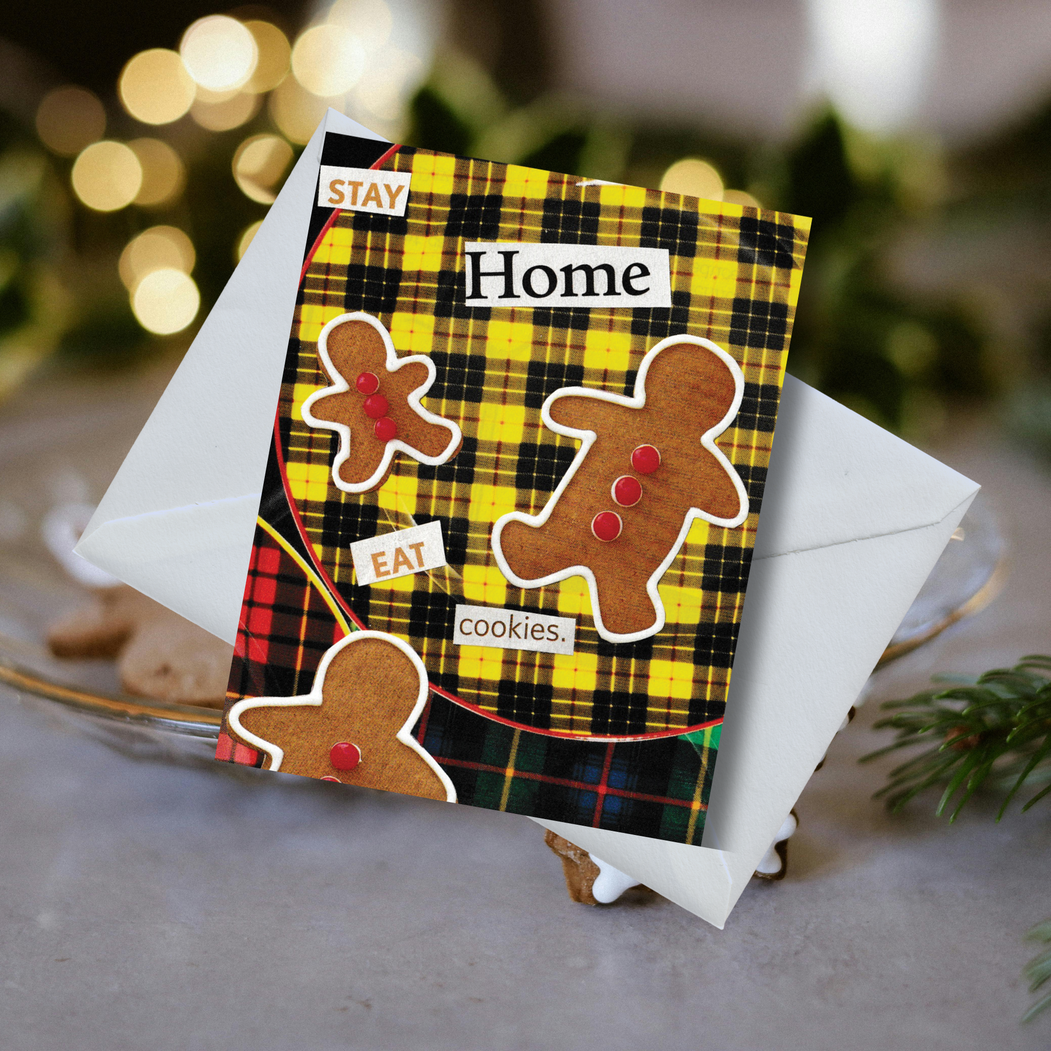 Stay Home Eat Cookies Christmas Greeting Card