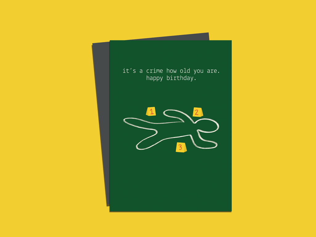 Your Age is a Crime Birthday Greeting Card