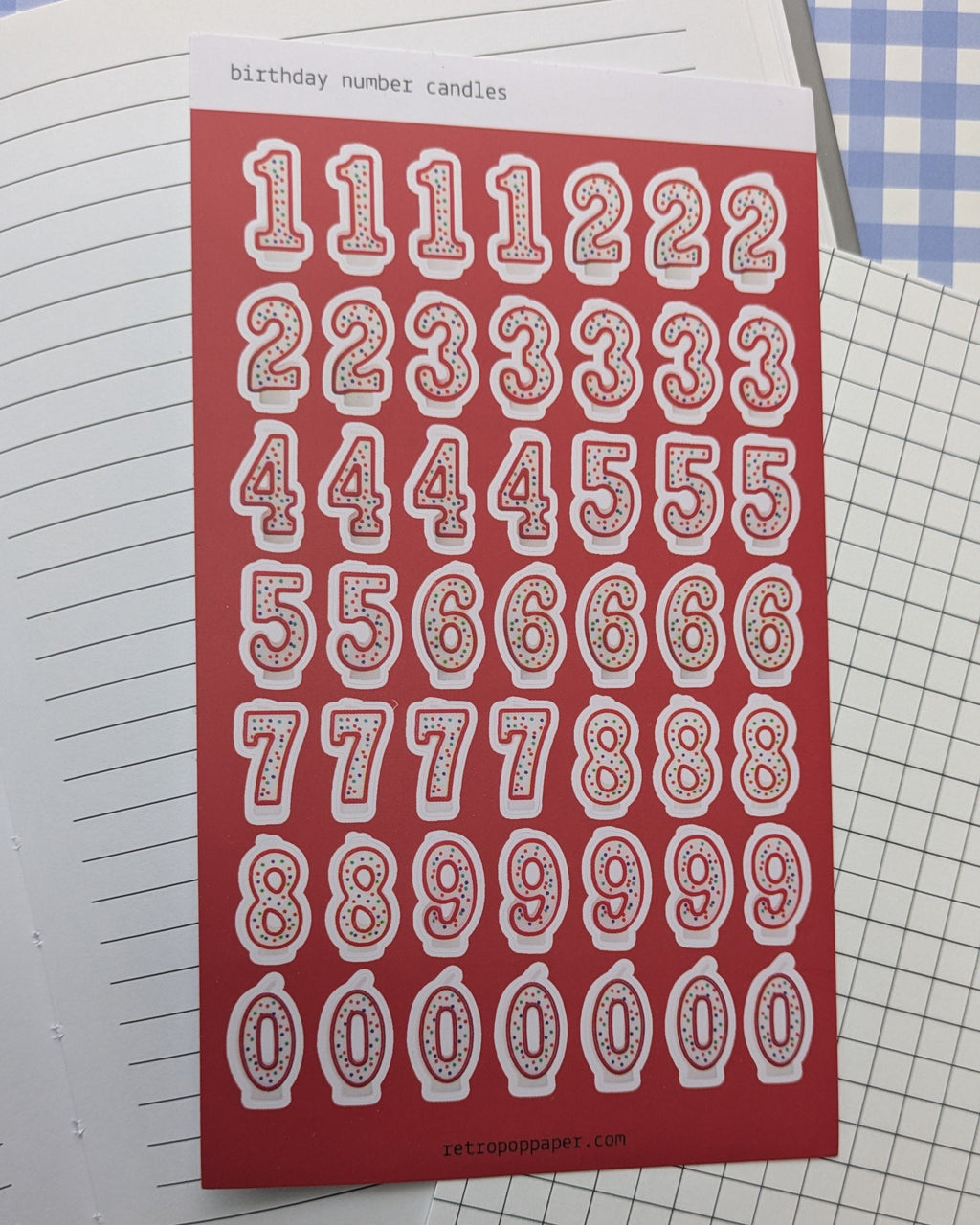 Birthday Candle Number Stickers - Red