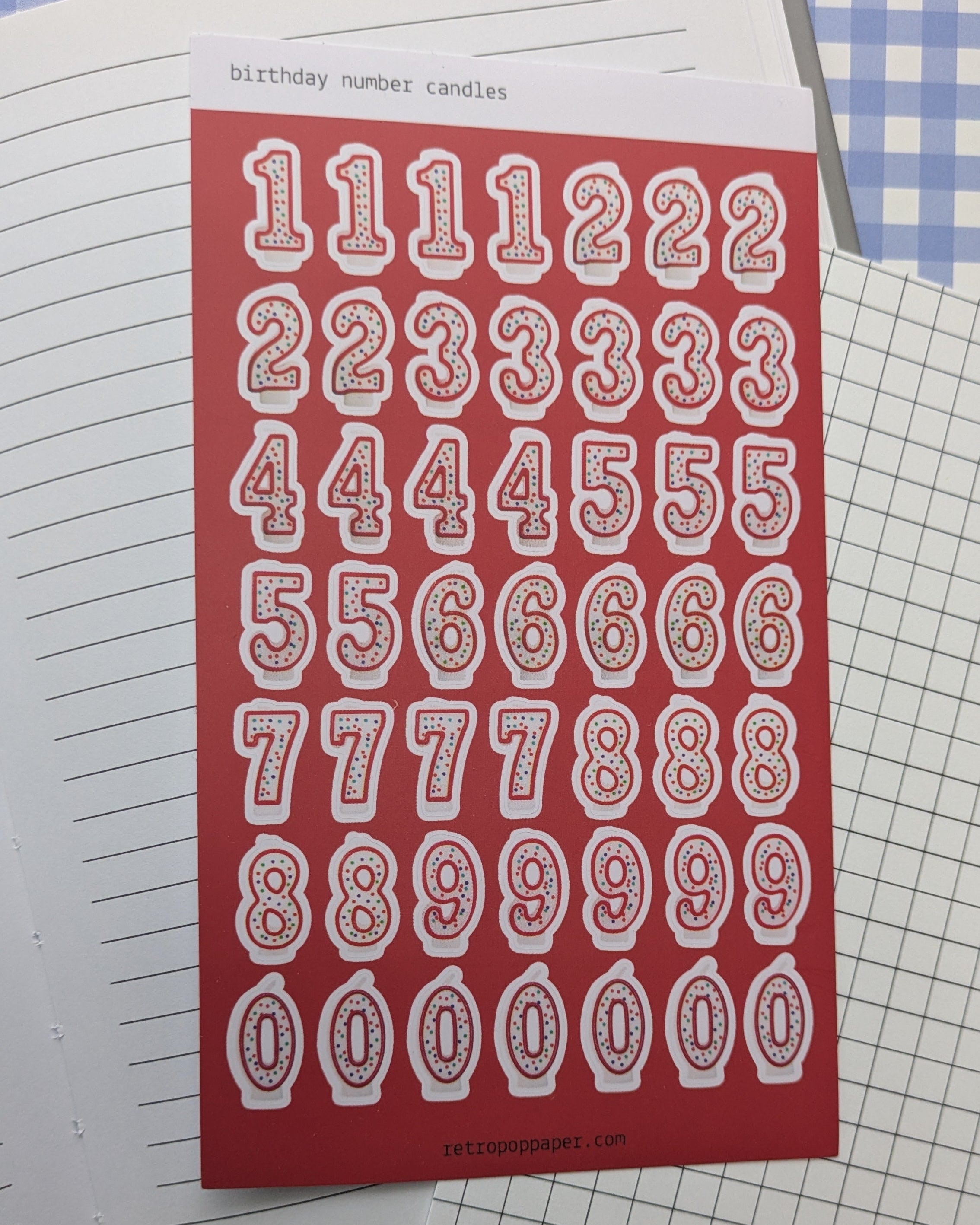 Birthday Candle Number Stickers - Red