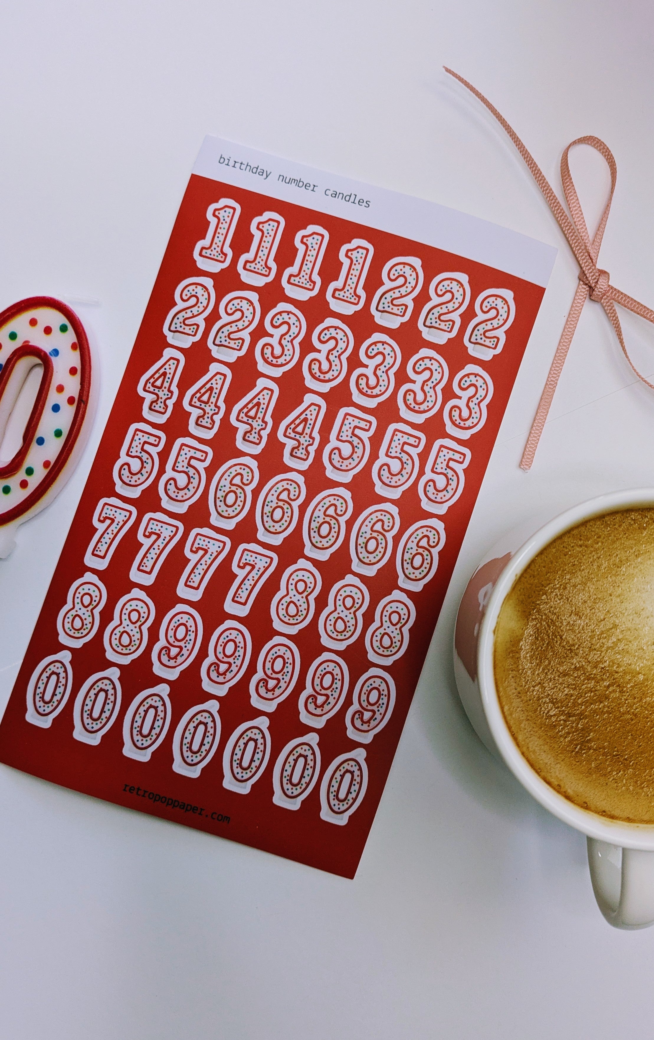 Birthday Candle Number Stickers - Red
