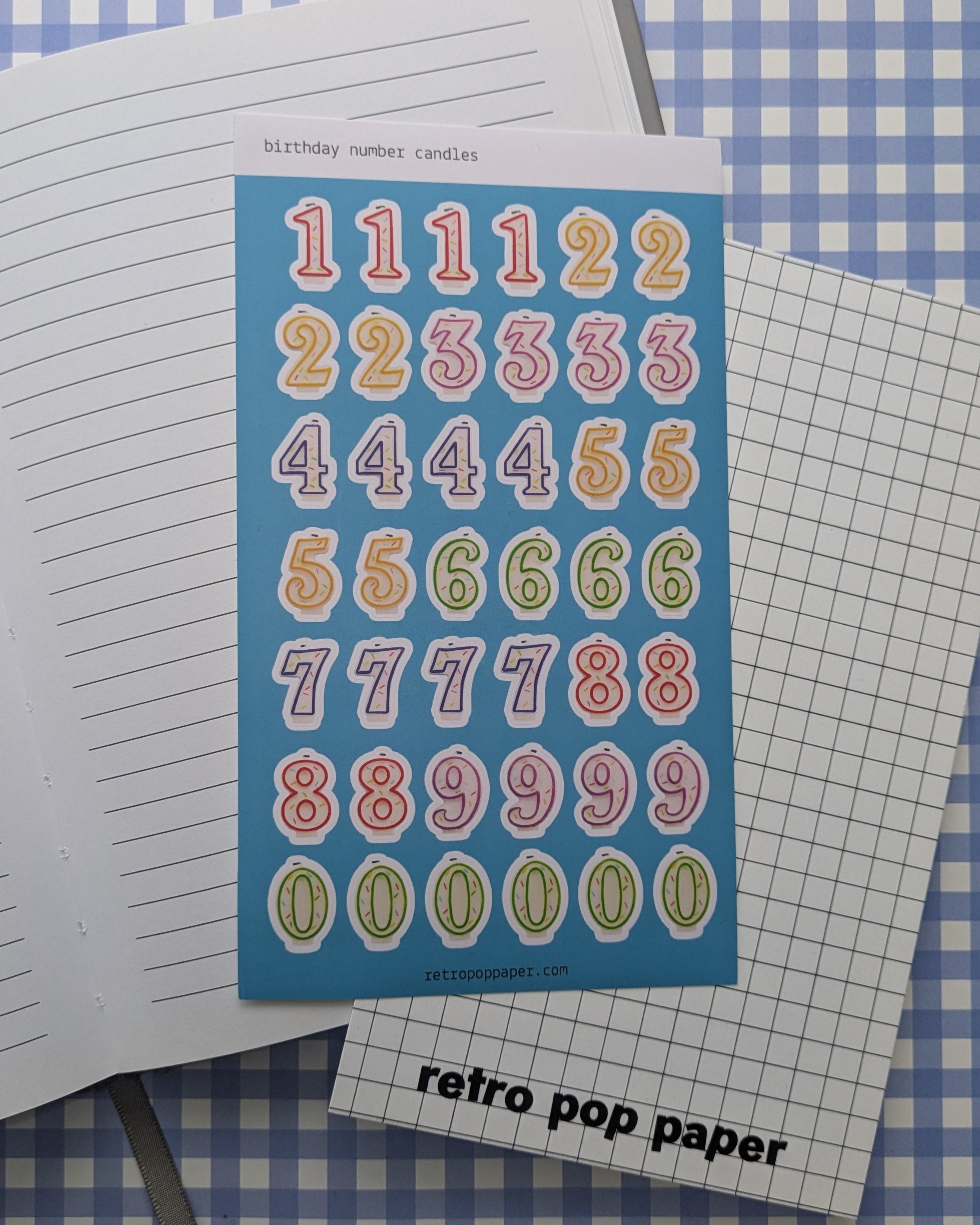 Birthday Candle Number Stickers - Multi-Colored