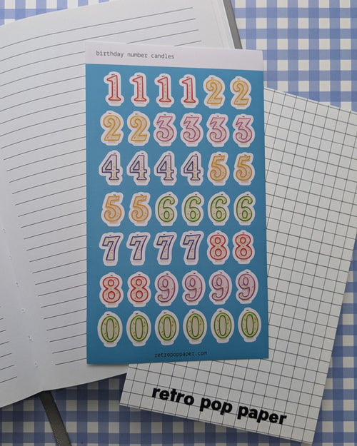 Birthday Candle Number Stickers - Multi-Colored