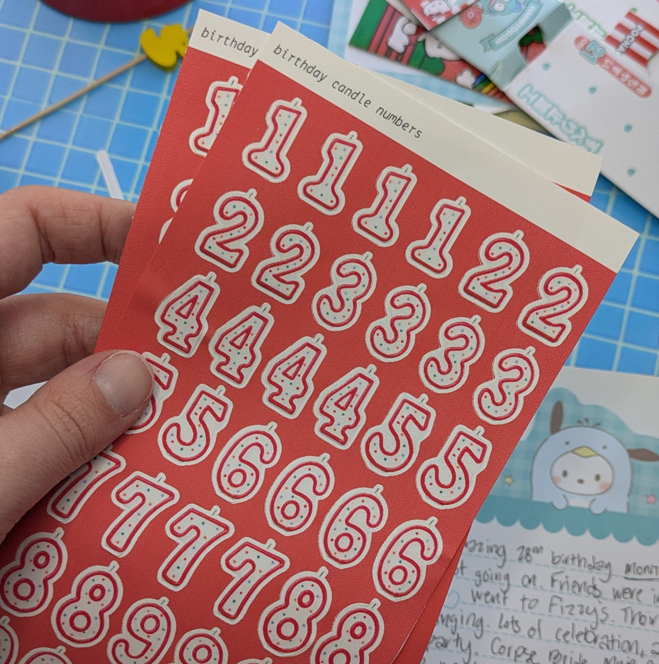 Birthday Candle Number Stickers - Red