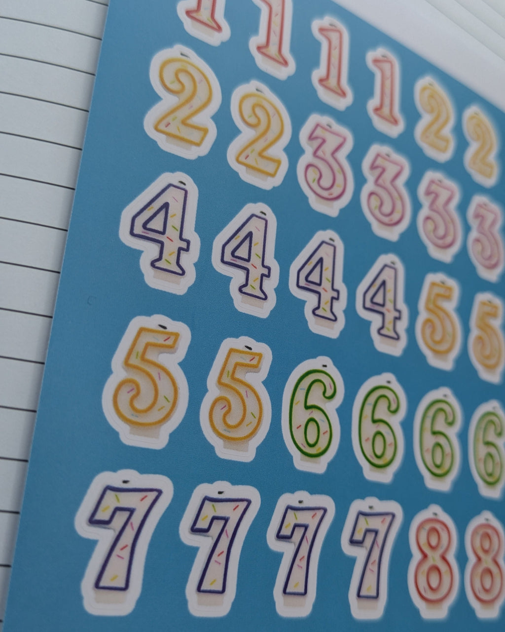 Birthday Candle Number Stickers - Multi-Colored
