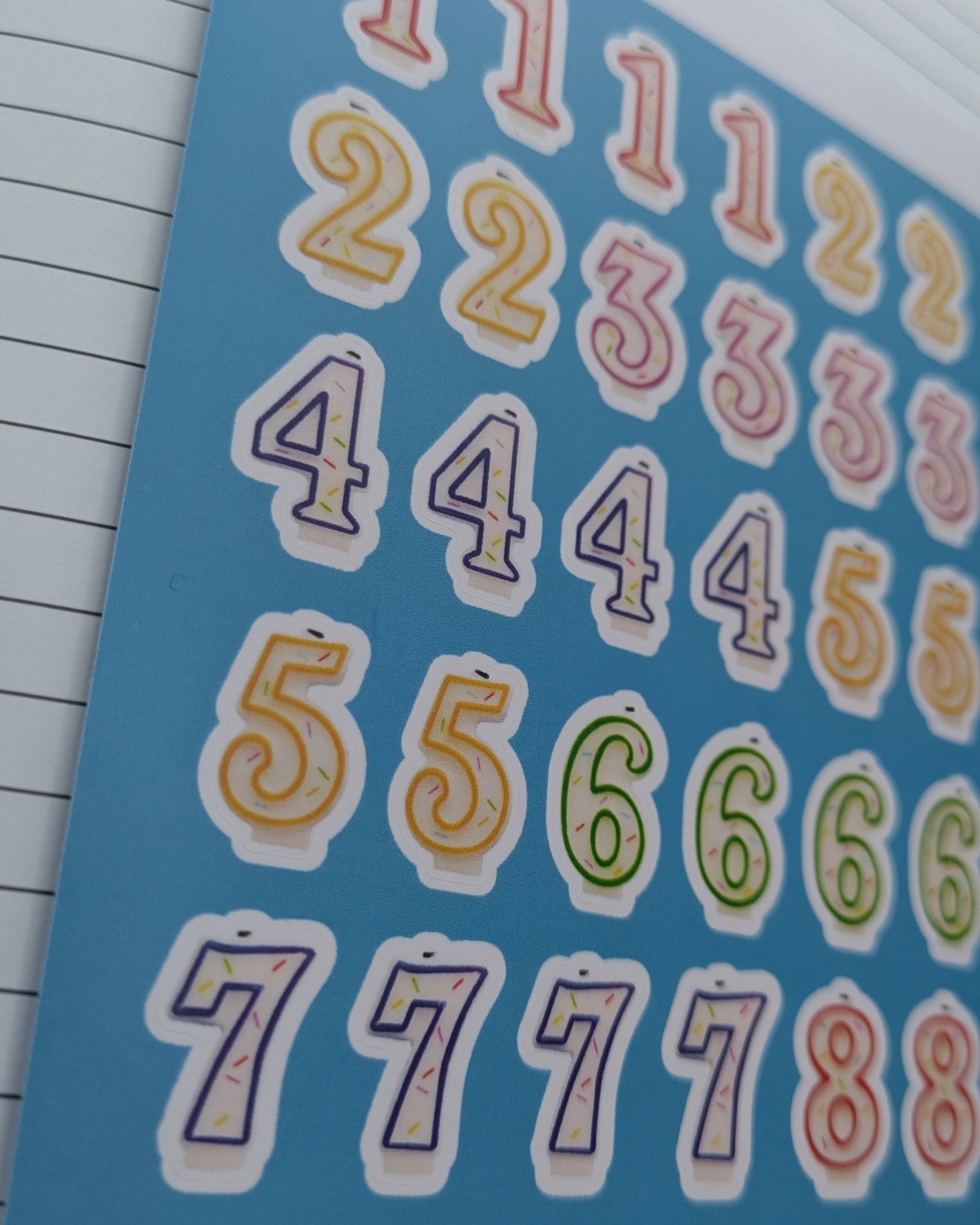 Birthday Candle Number Stickers - Multi-Colored