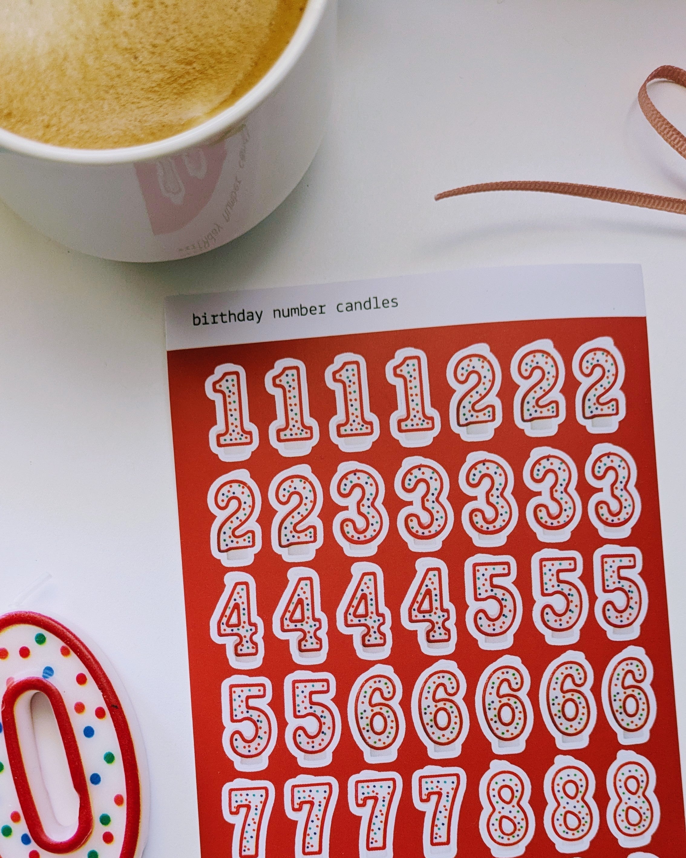 Birthday Candle Number Stickers - Red