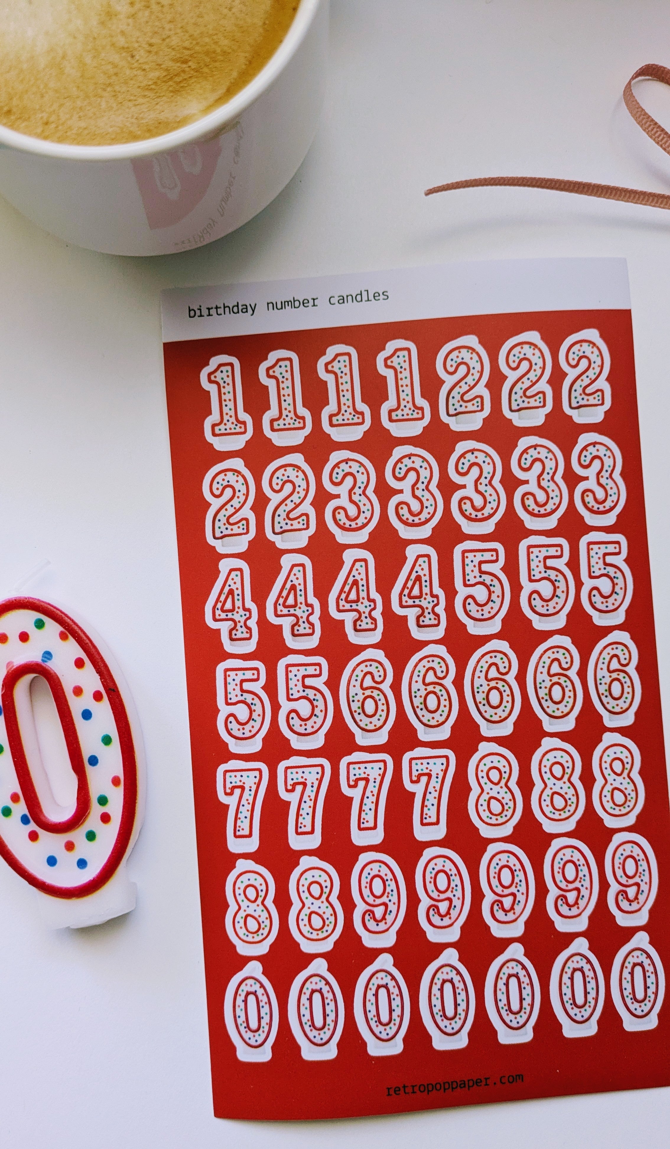 Birthday Candle Number Stickers - Red
