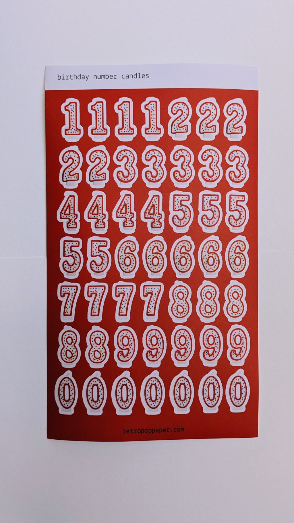 Birthday Candle Number Stickers - Red