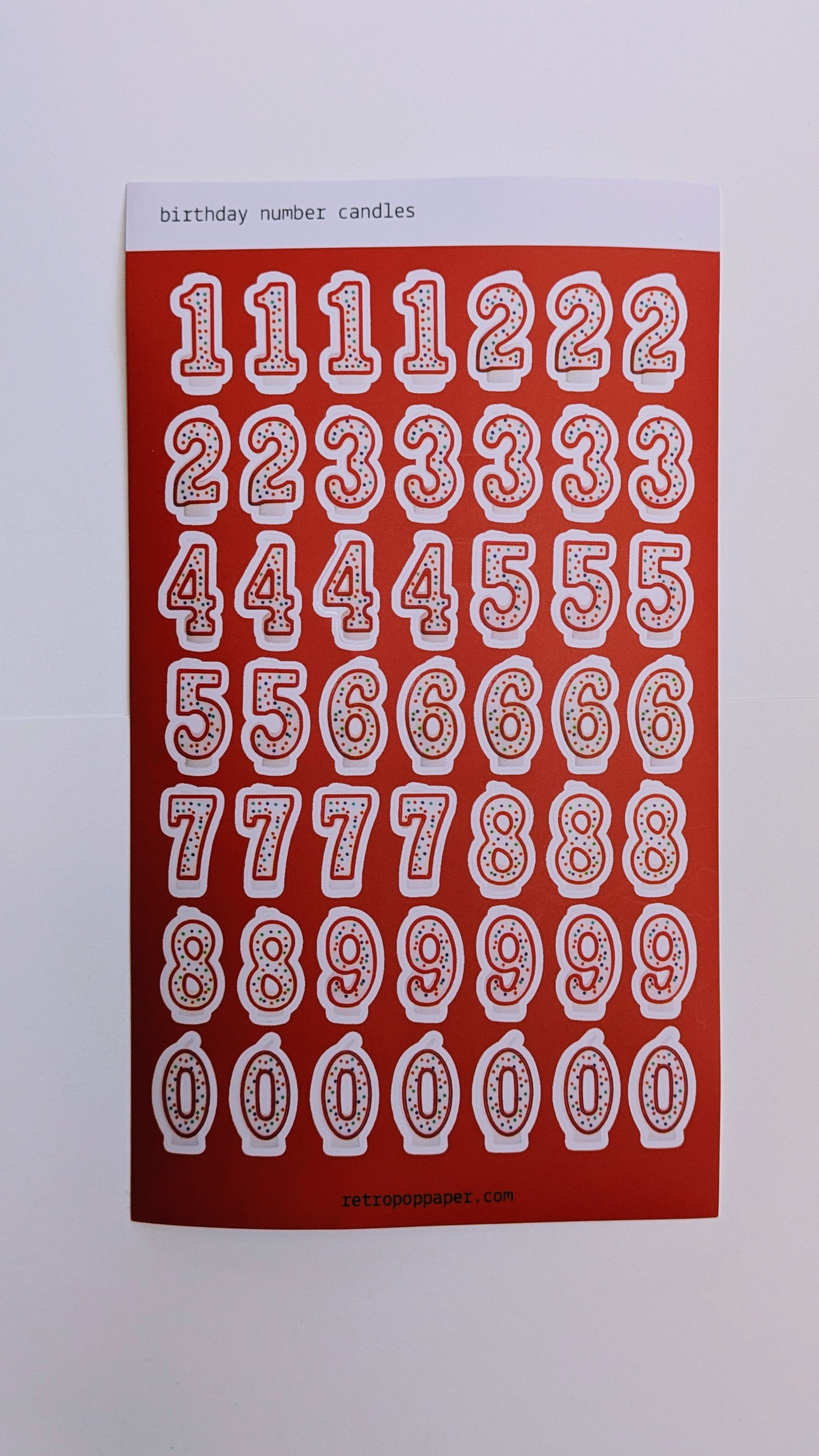 Birthday Candle Number Stickers - Red