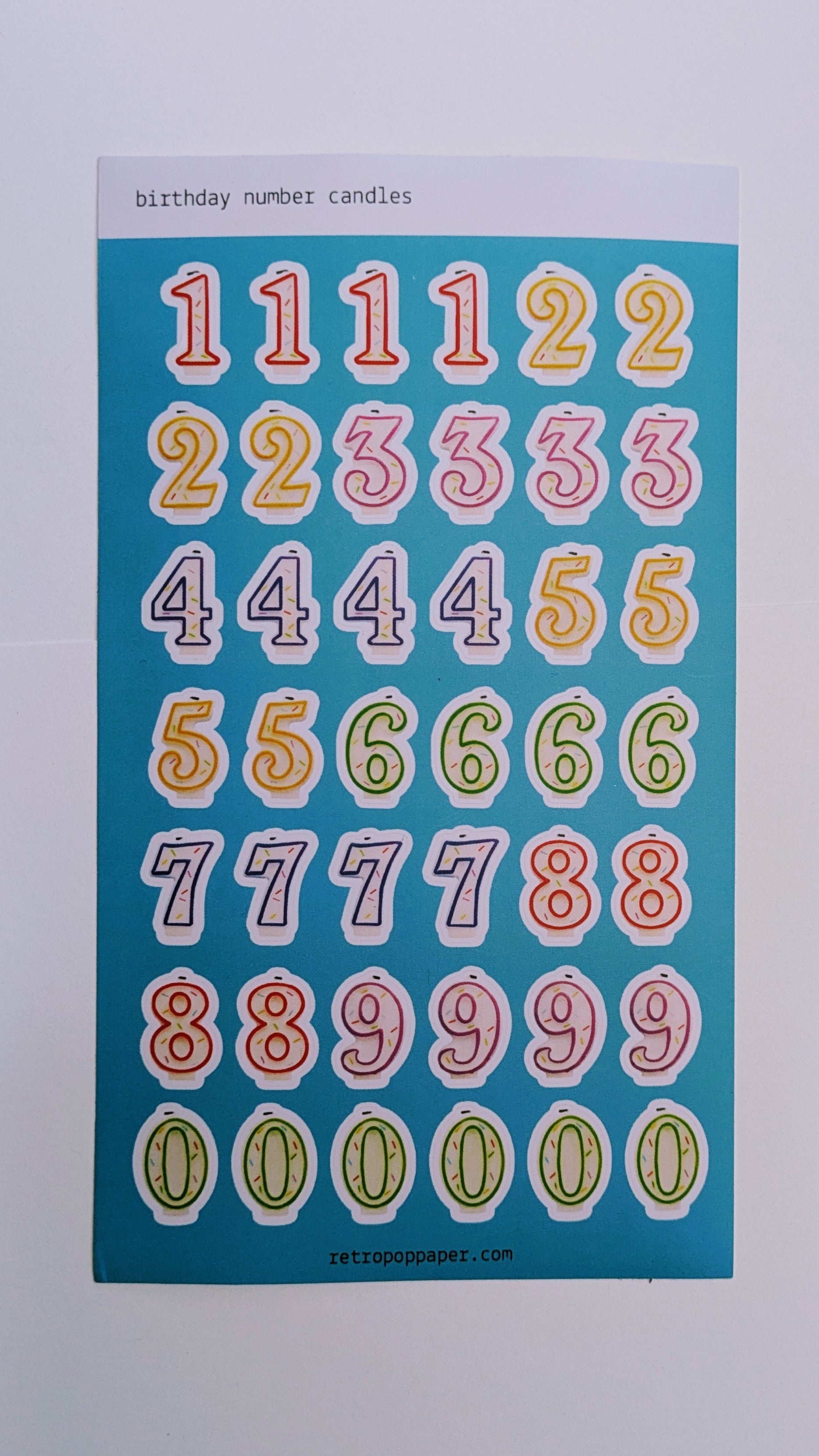 Birthday Candle Number Stickers - Multi-Colored