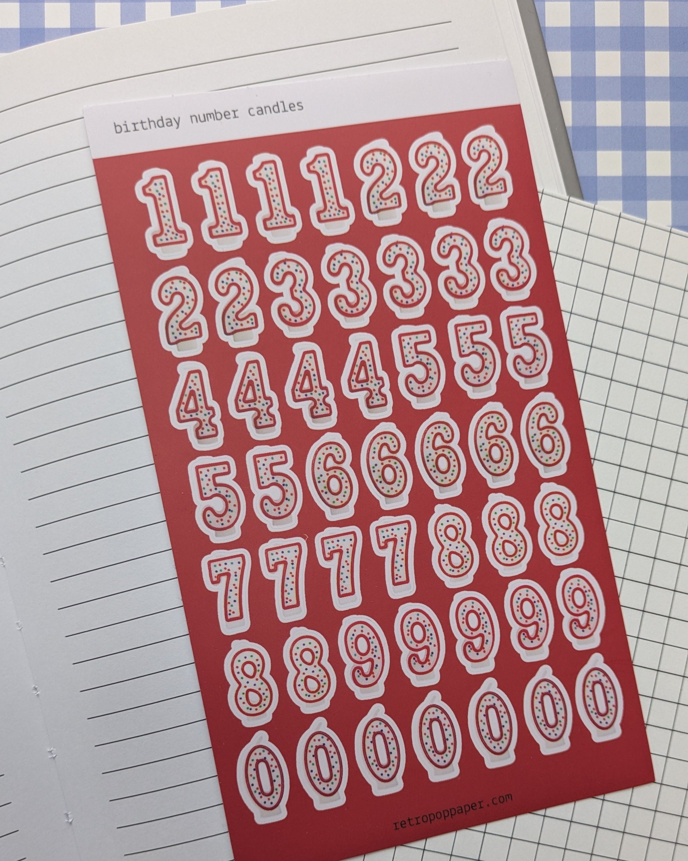 Birthday Candle Number Stickers - Red