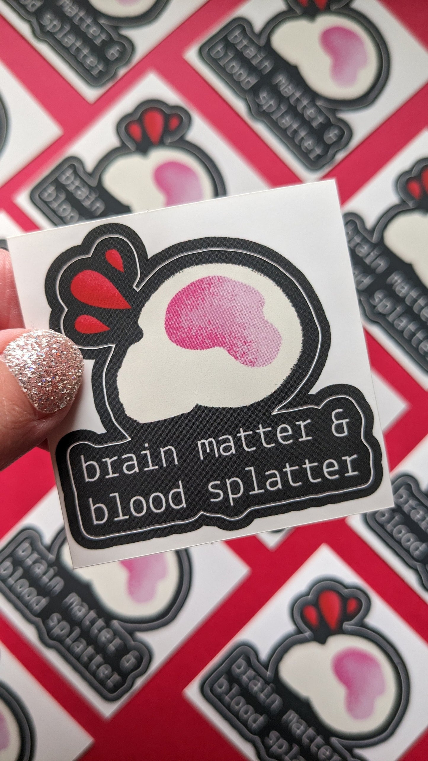 Brain Matter and Blood Splatter True Crime Sticker (Matte + Weather-resistant)